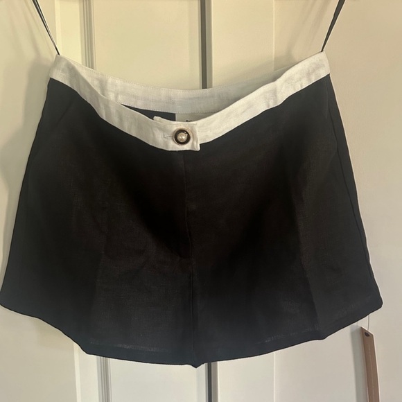 NWT Reformation Roxy Linen Two Piece Skort in Black White Contrast | size 2 - Picture 7 of 12